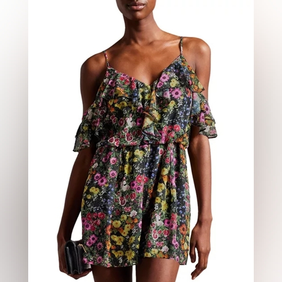 Ted Baker Priyahh Ruffled Off-the-Shoulder Romper - Picture 1 of 6